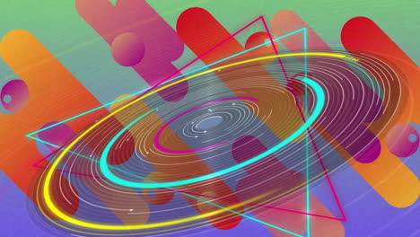 animación de círculos y formas de colores sobre fondo negro