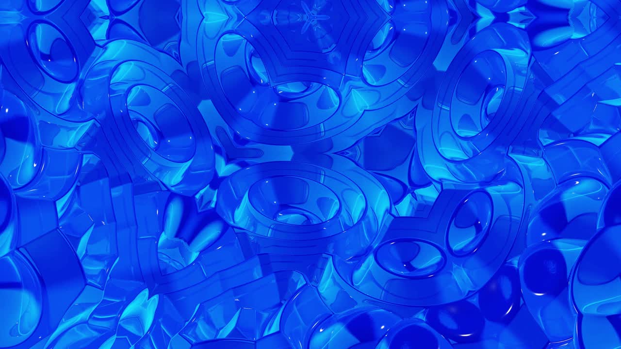 3d elegante abstracto en bucle bg como patrón simétrico ondulado como estructura caleidoscópica con ondas, vidrio líquido azul con hermosos colores de gradiente. 4k animado fluido colorido de moda