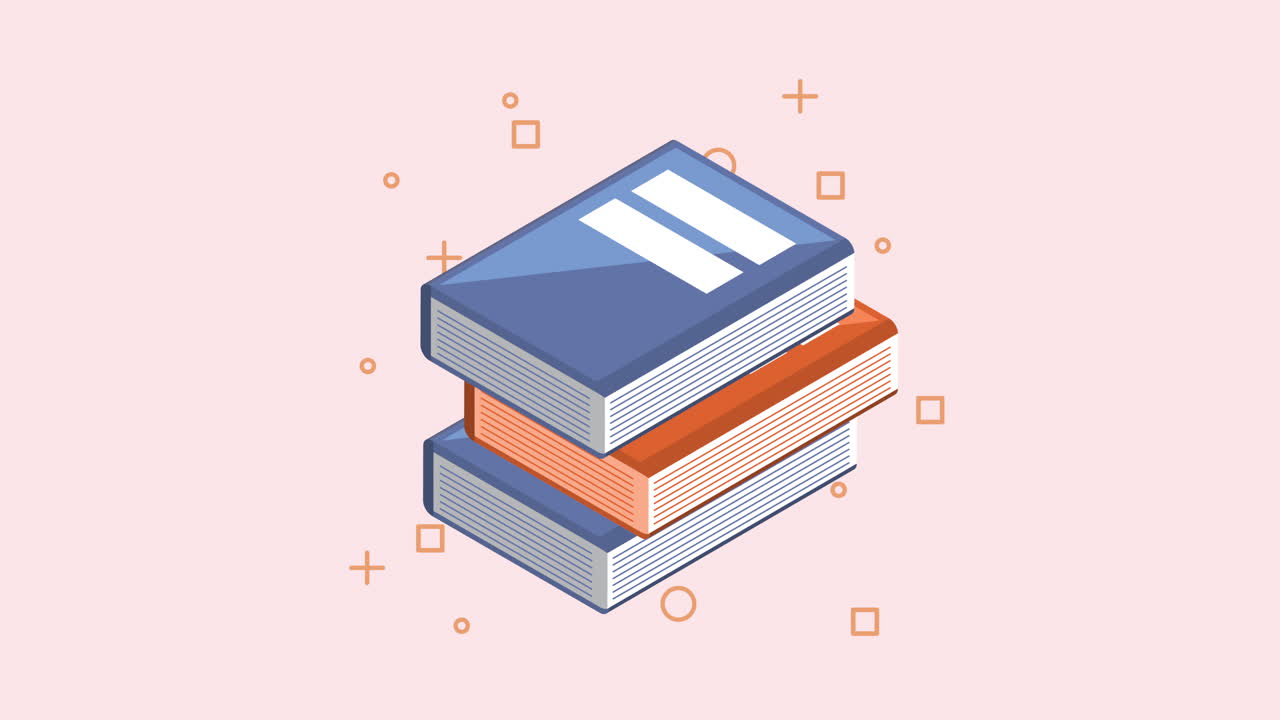 text books isometric style animation