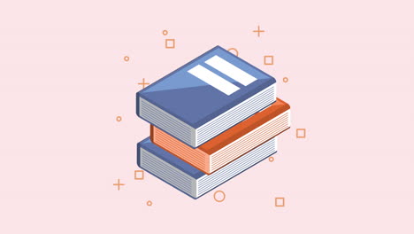 libros de texto animación de estilo isométrico