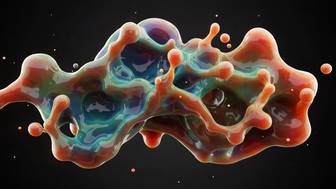 Dynamic Organic Formations: A Close-Up Exploration of Colorful, Fluid-Like Structures Exhibiting Vivid Translucency and Intricate Detail