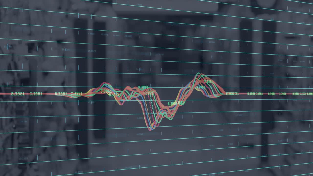 상점 인테리어에서 금융 데이터 처리의 애니메이션