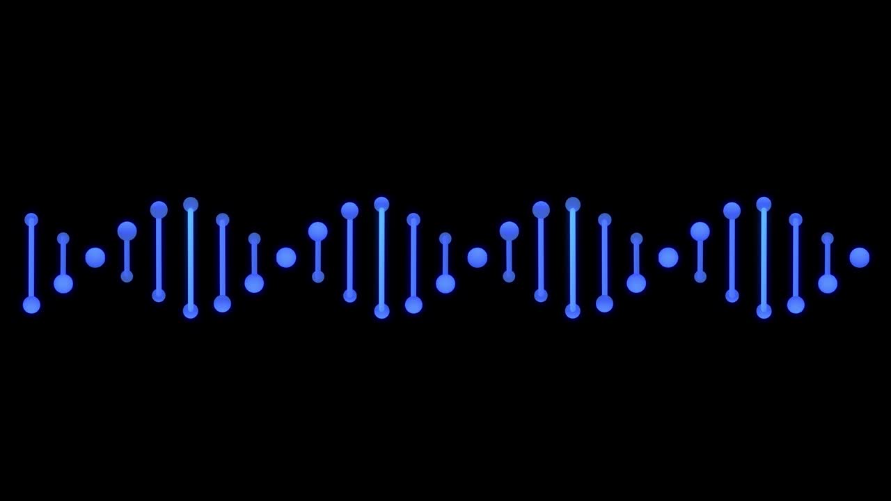알파 채널을 가진 dna 구조의 애니메이션, 의학 과학 루프 영상, 추상적인 회전하는 이중 나선 분자, 염색체, 유전자, 유전체, 유전체 의학 개념, 투명한 배경
