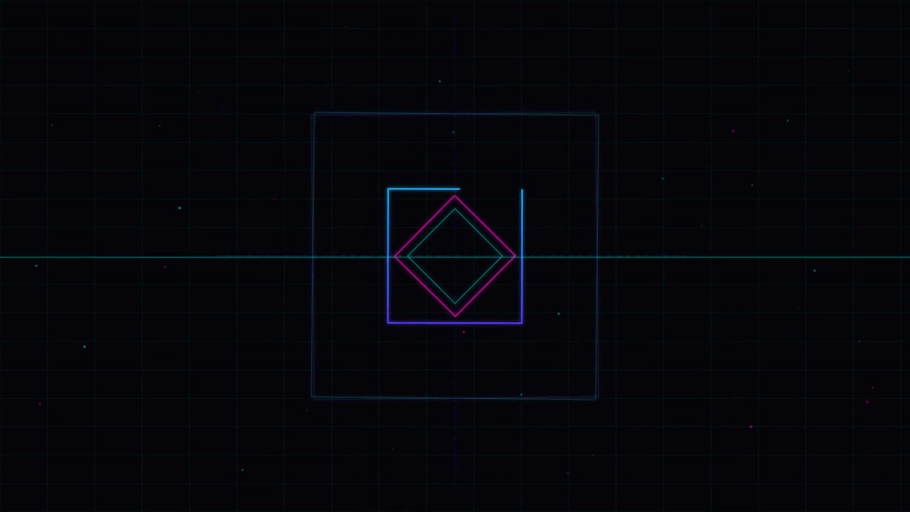 Abstract Geometric Animation with Rotating Neon Squares