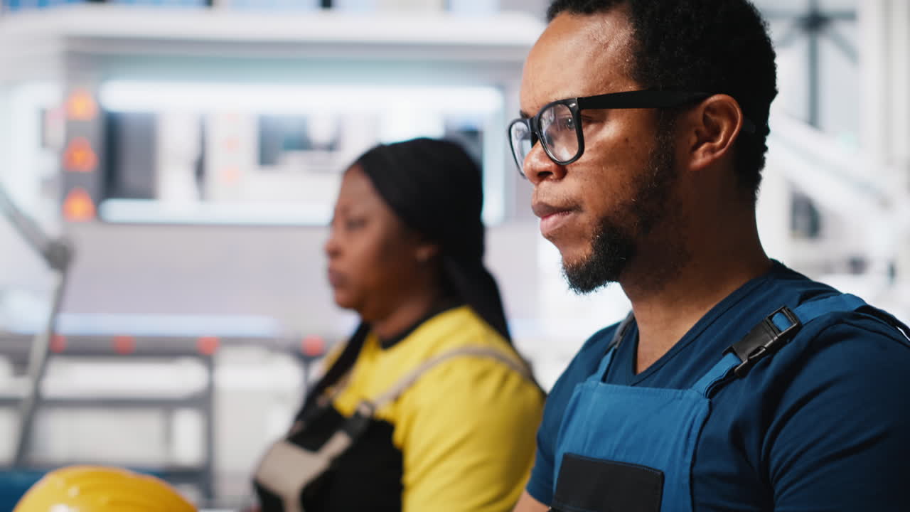 Vertical Video Engineer reviews energy saving configurations in solar facility