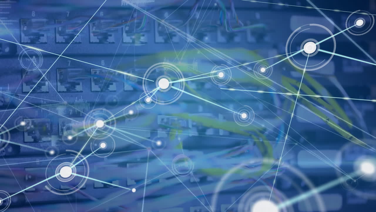 animación de la red de conexiones a través de servidores informáticos