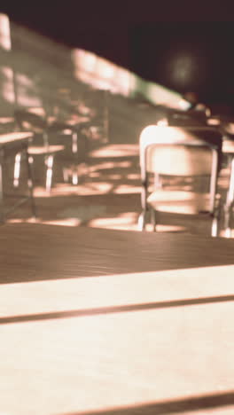 empty classroom in sunlight