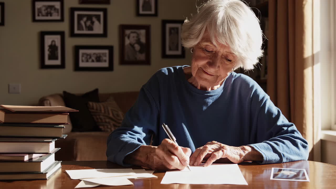 Elderly Woman Writing a Letter