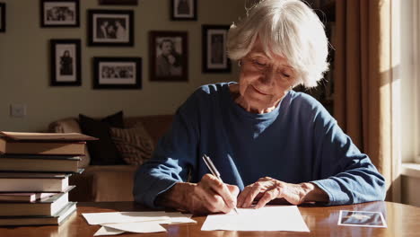 elderly woman writing a letter