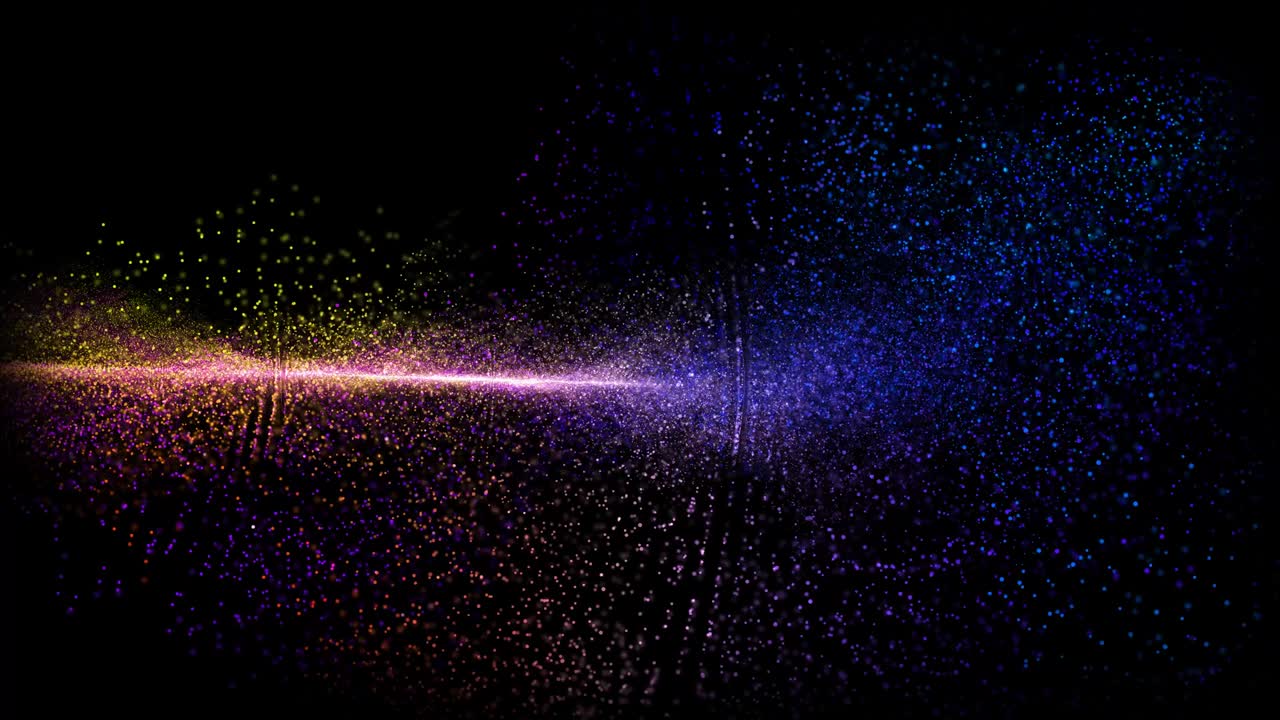Futuristic abstract rainbow million particles spiral waveform dimension oscillation, visualization wave technology digital