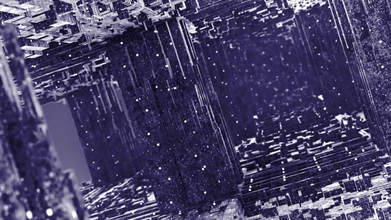 추상적인 도시 풍경과 미래의 건물과 어두운 기하학적 디자인