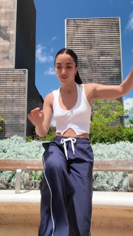 woman dancing in urban environment