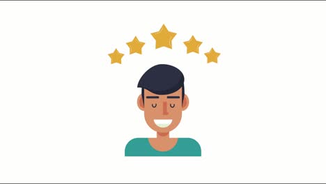 hombre con estrellas calidad de animación de redes sociales