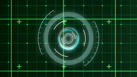 animación del escaneo del alcance y el procesamiento de datos sobre la cuadrícula