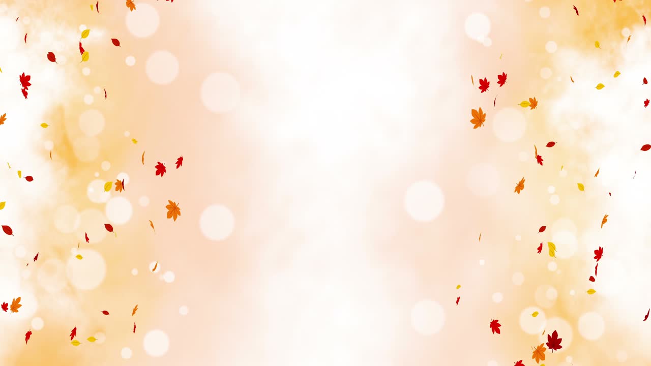 빛 은 잎은 빛과 함께 가을의 배경에서 흔들립니다. 아름다운 자연 장면. 일러스트레이션 메이플 잎. 가을 추상적인 그래픽. 루프 애니메이션.