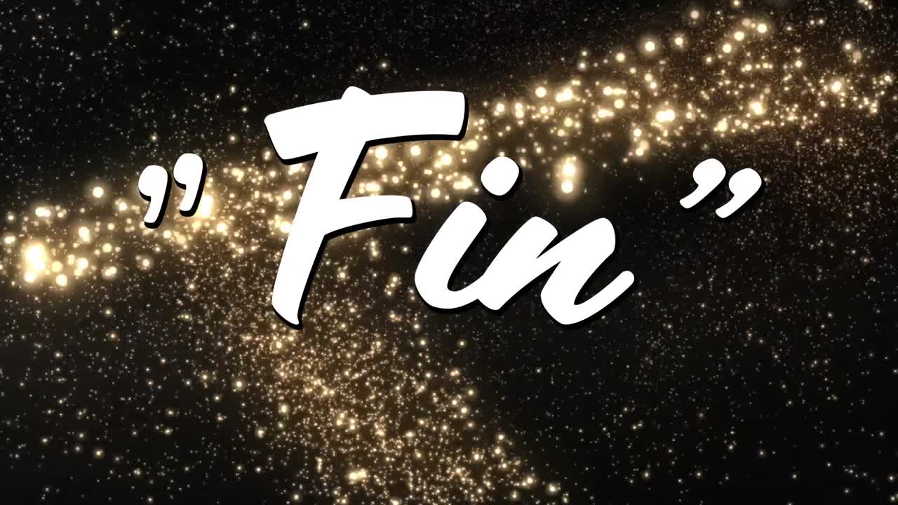 animación del texto de la aleta sobre fuegos artificiales brillantes que se mueven sobre un fondo negro