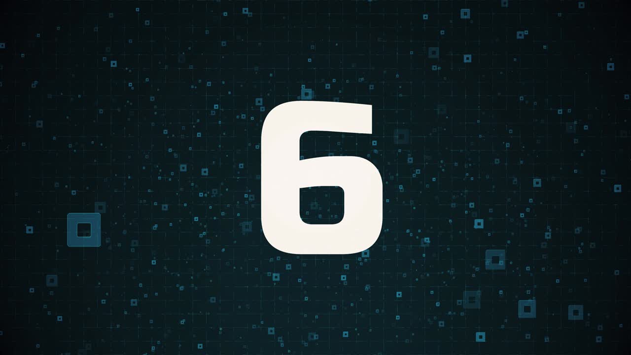 Countdown from Ten to Nine, Tech Concept, Gird and Geometric Shapes