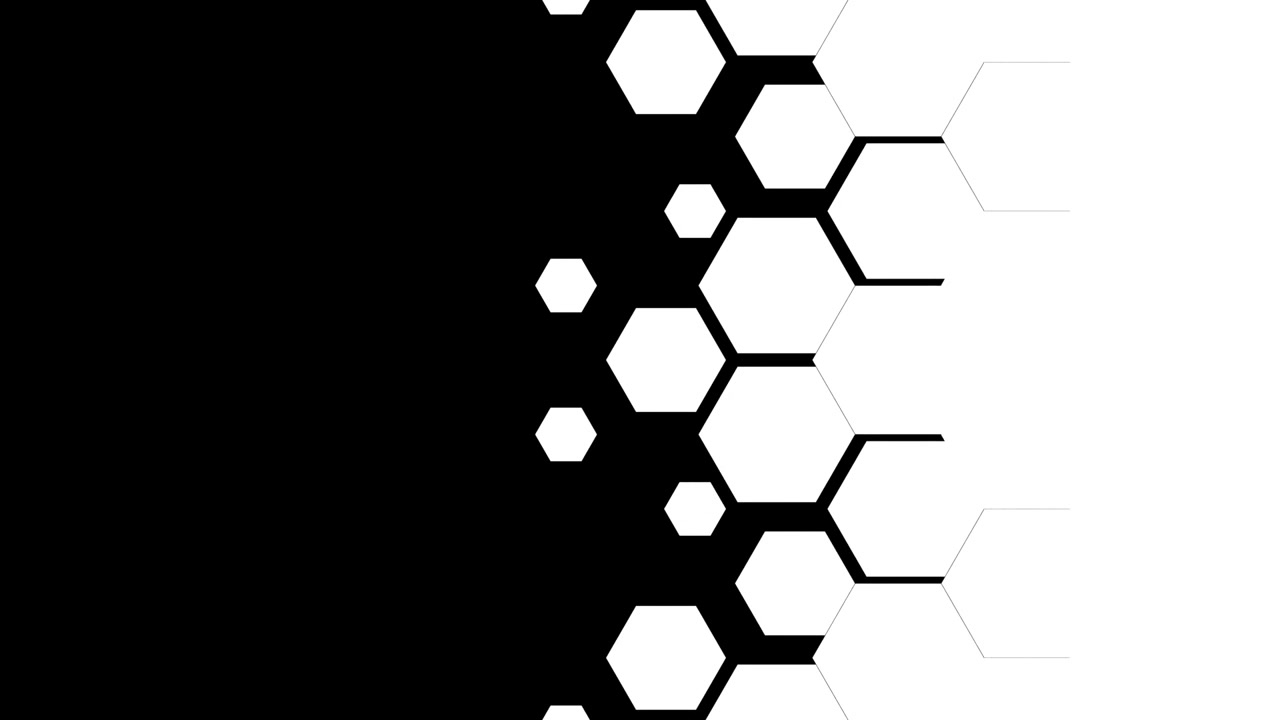 Padrão Hexagonal Abstrato Transicionando de Preto para Branco