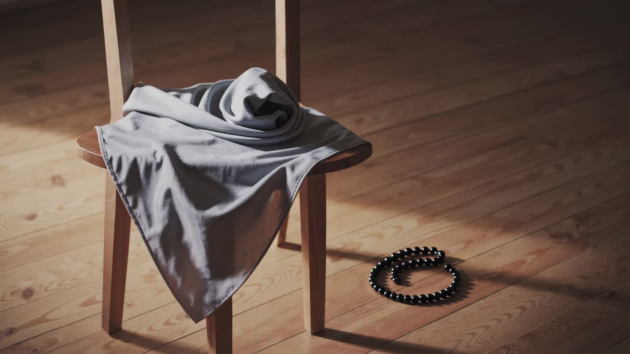 Gray Scarf on Wooden Chair