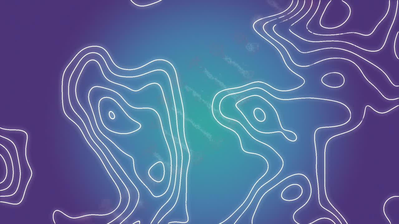 Animation of white contour lines moving over gradient blue and green background