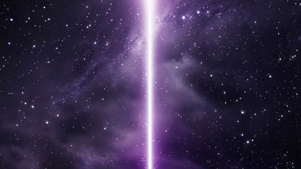 Purple Light Beam in Starry Space