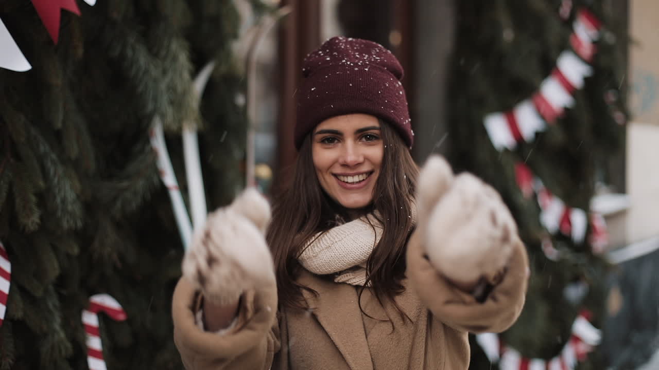 Woman enjoying winter during Christmas