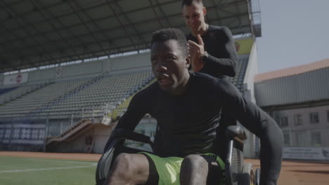 disabled athlete training in a stadium