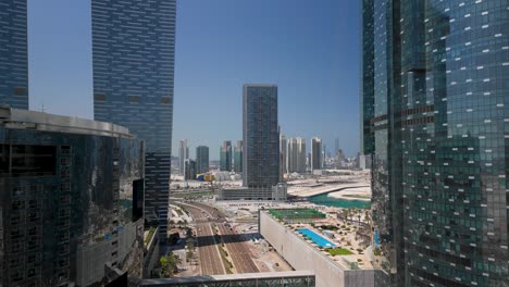 abu dhabi, united arab emirates city skyline and streets as seen from al reem island - sliding hyper lapse at daytime