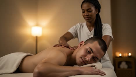 relaxation and rejuvenation: a skilled therapist provides a therapeutic massage to promote well-being and stress relief for the client's body and mind