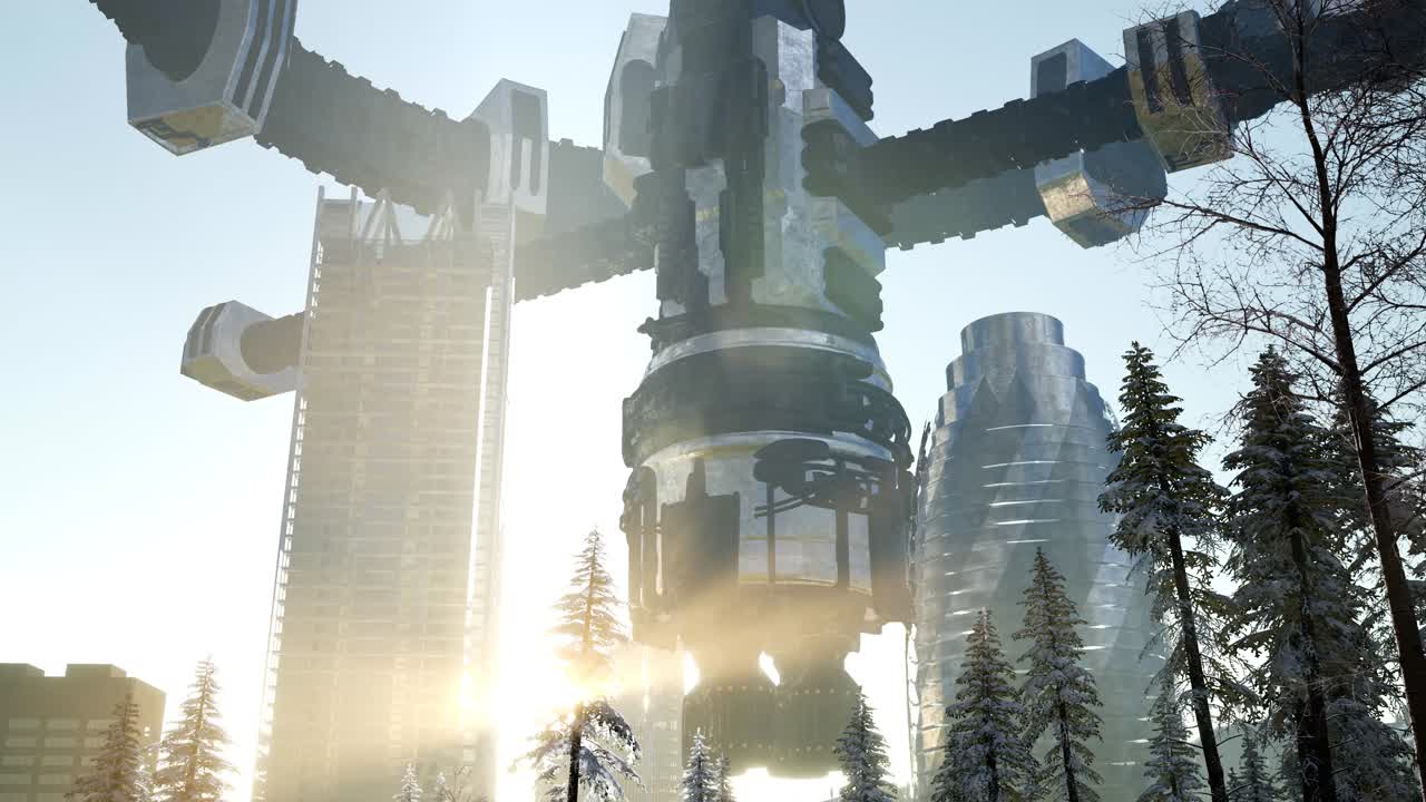 nave espacial alienígena por encima de la ciudad