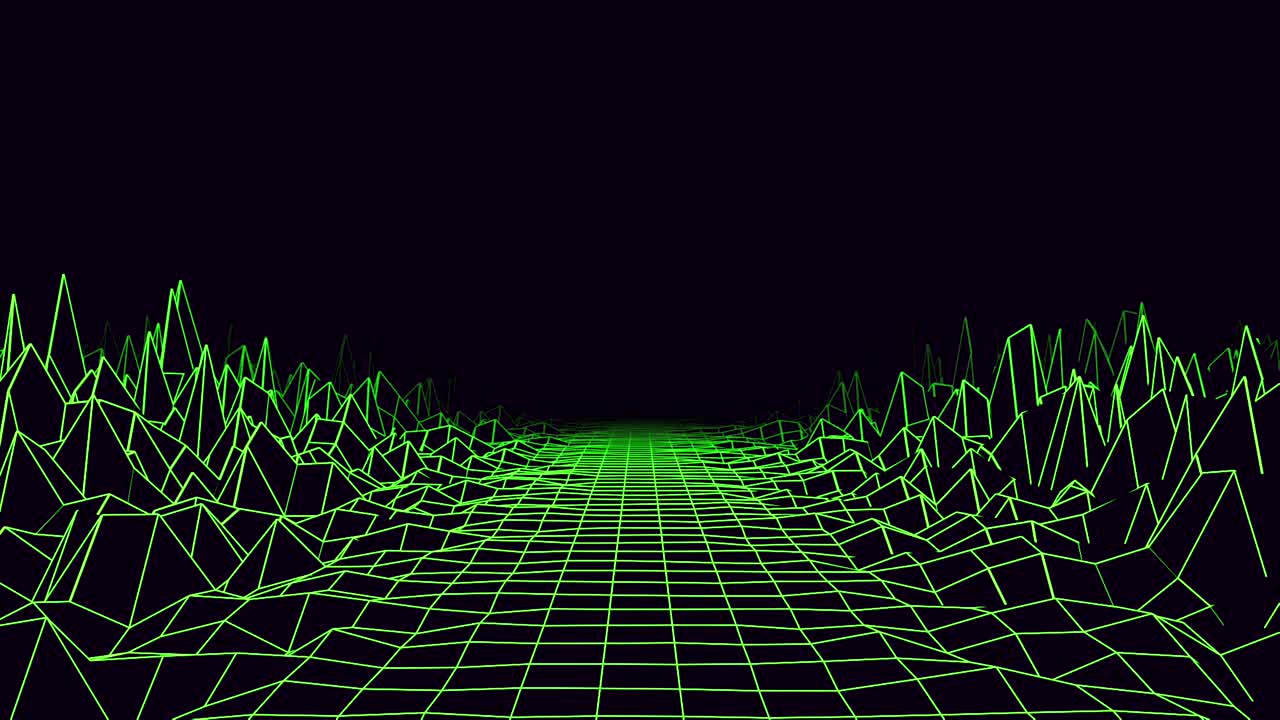 el paisaje del wireframe cyberpunk retro
