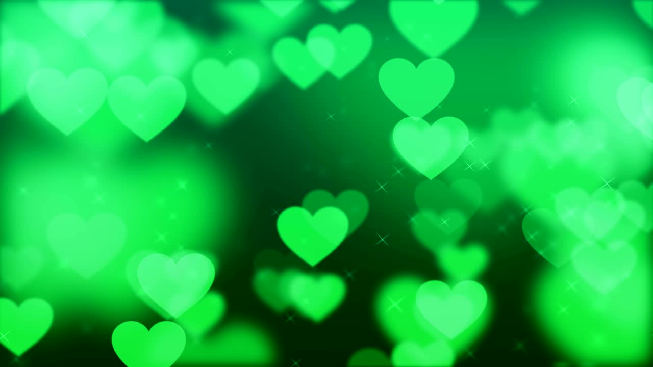 4k fondo de corazón verde suave (en bucle) video de stock