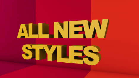 A-full-screen-3D-rendered-graphic-using-Cinema-4D-of-3D-text-"ALL-NEW-STYLES",-with-movement