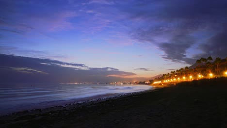Sonnenuntergang-Im-Zeitraffer-Nahe-Der-Küste-Von-Marbella,-Spanien