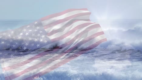 Digital-composition-of-waving-us-flag-against-waves-in-the-sea