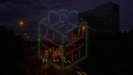animación de la navidad presente sobre el paisaje urbano por la noche