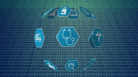 medical icons and binary codes