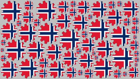 norwegian flag gears spinning background