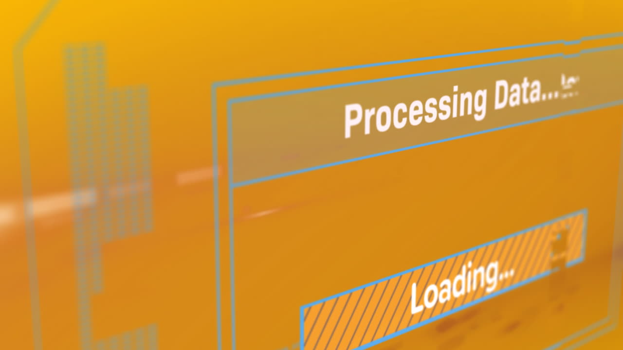 Animation of data processing on orange background