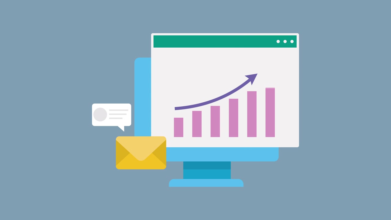 Animated Computer Screen Displaying Data Generation and Growth Chart