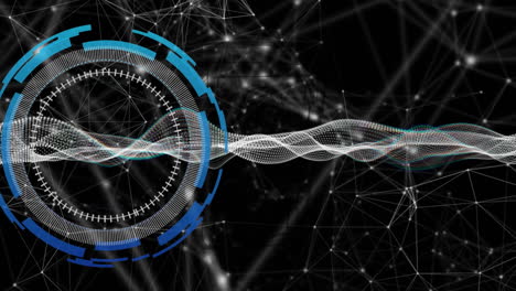 animación del alcance, procesamiento de datos y conexiones