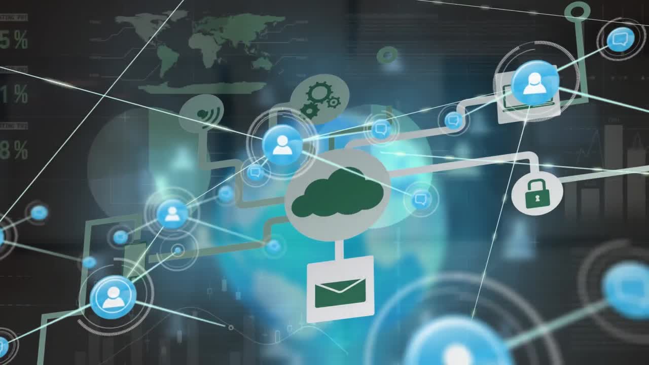 Animation of network of connections over data processing