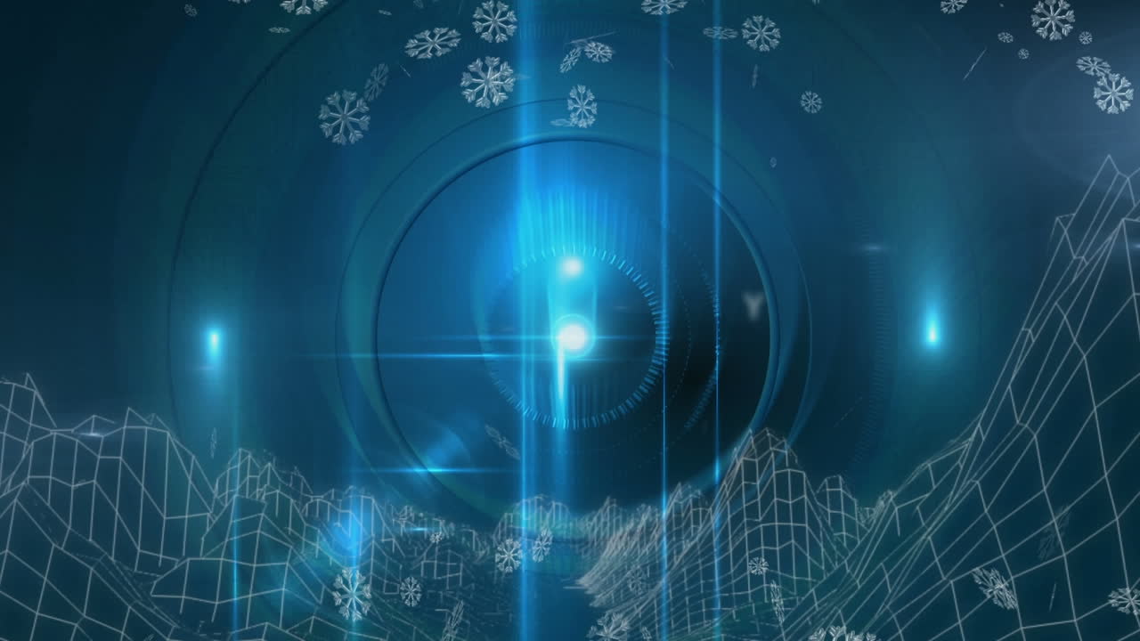 검은색 배경에 대한 파란색 데이터 처리의 디지털 애니메이션