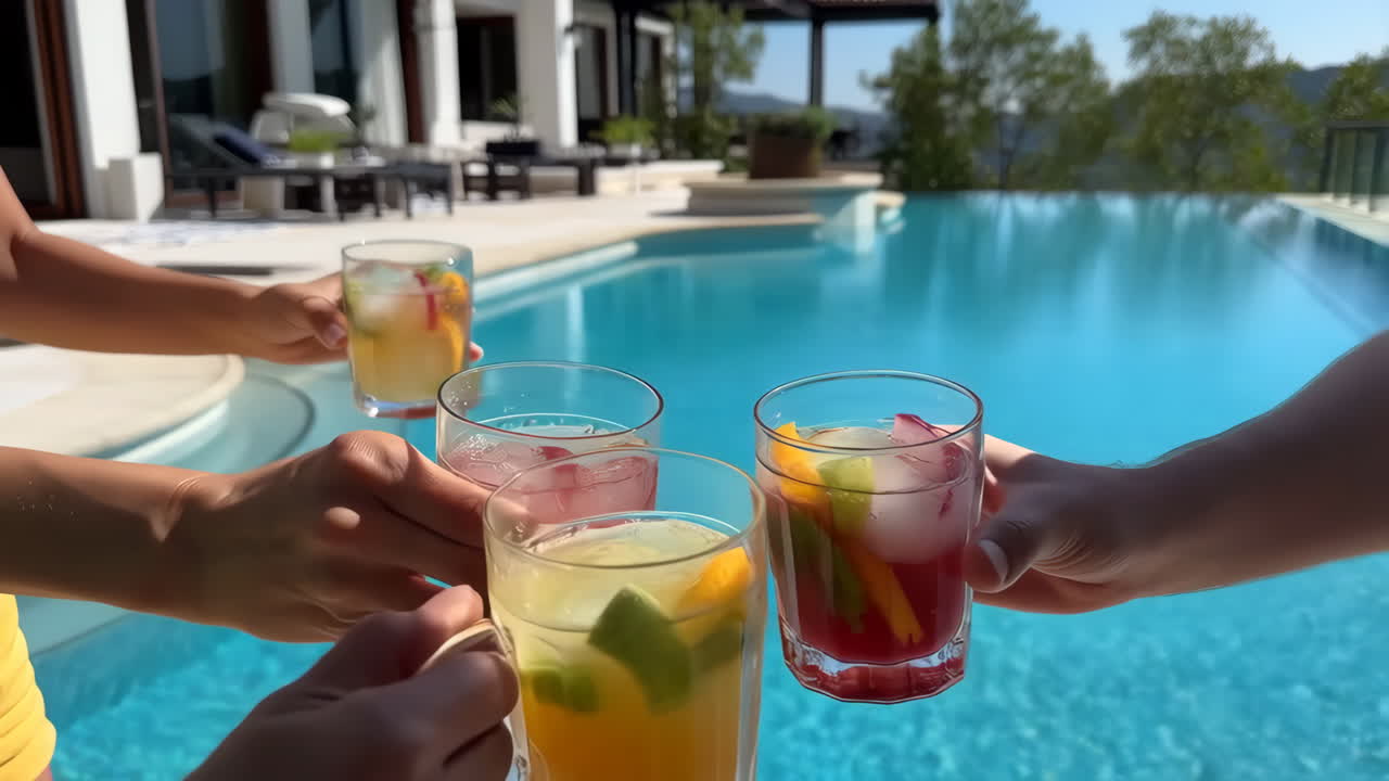 Celebrating with Cocktails by the Pool