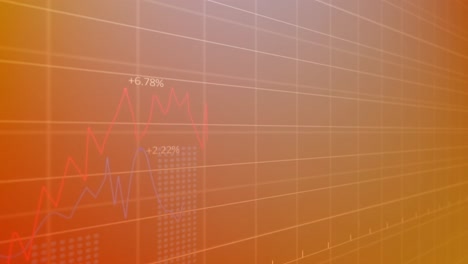 Animation-Der-Statistischen-Datenverarbeitung-über-Ein-Gitternetz-Vor-Orangefarbenem-Hintergrund