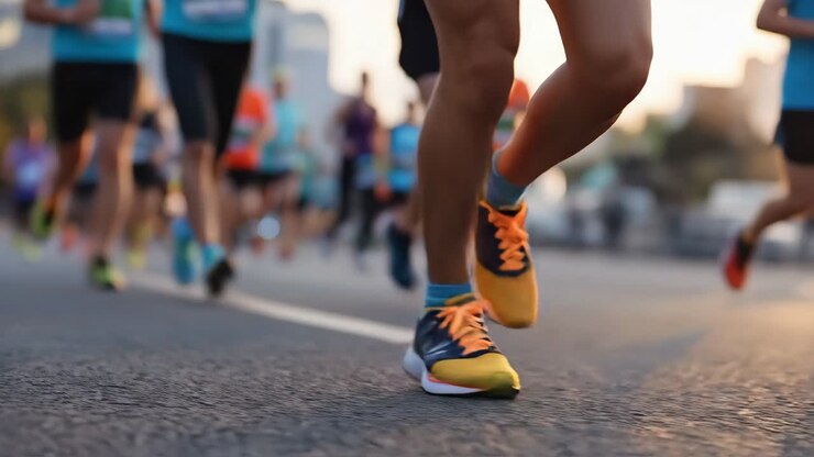 Primo piano di corridori durante una maratona