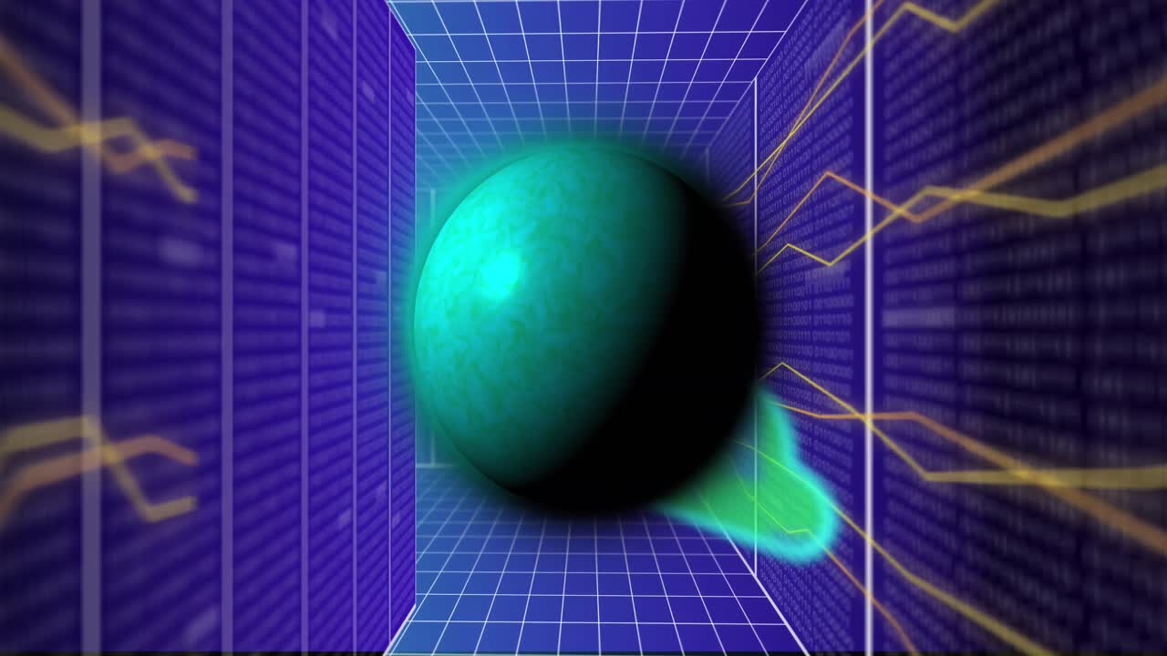 animación de iconos de nubes y procesamiento de datos en todo el mundo