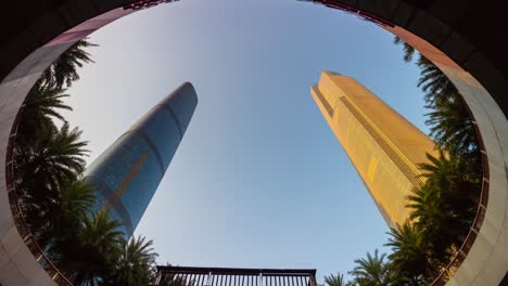 day light guangzhou downtown famous megatall buildings up view 4k time lapse china