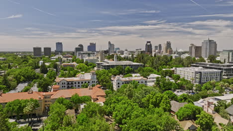 sacramento city california aerial v5 cinematic low flyover neoclassical state capitol building in downtown capturing cityscape and urban park with open green space - shot with mavic 3 cine - june 2022