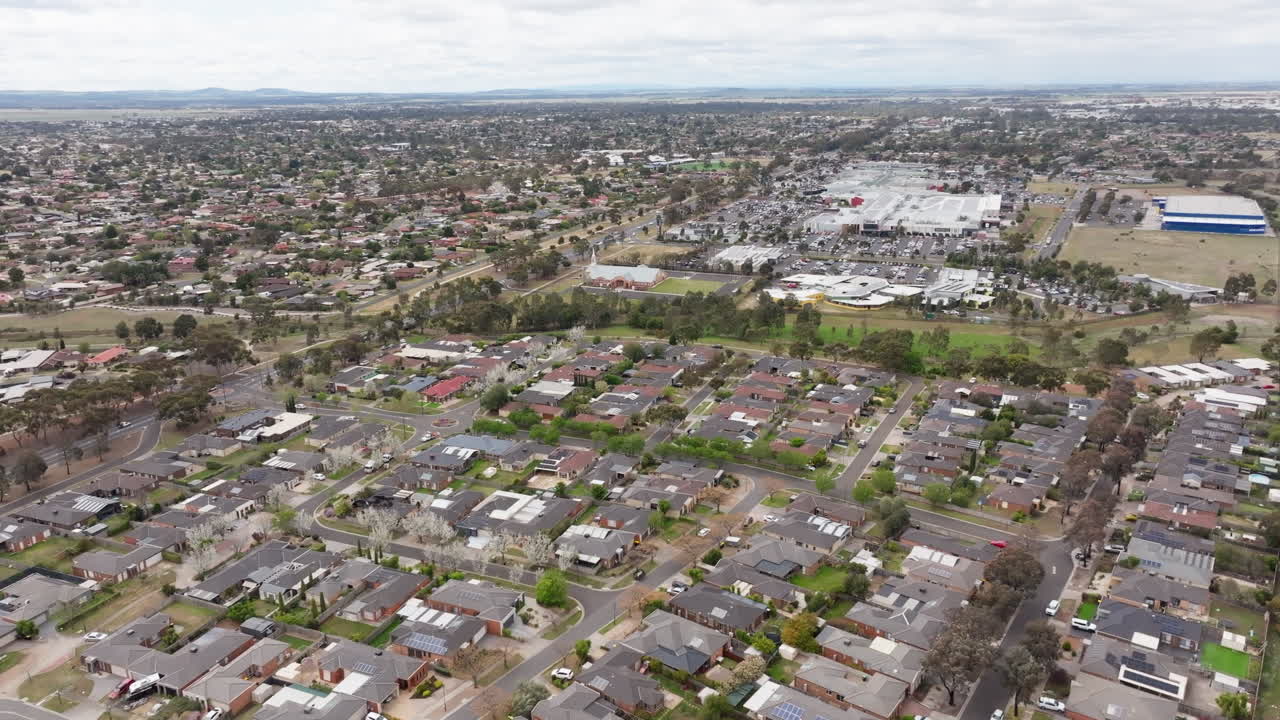 AERIAL Of Melton Suburb West of Melbourne, Australia